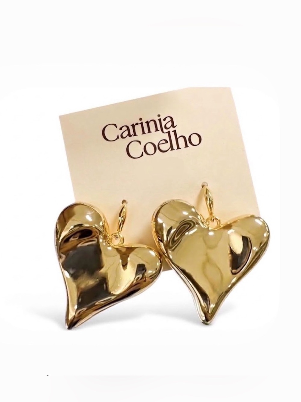 NWT ⚜️💛⚜️ CAMILA COELHO Gold Toned Puffed Hearts Drop Earrings